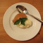 pickled peaches with lemon ice cream