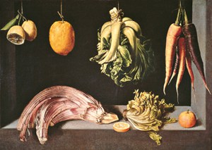 Juan S�nchez Cot�n (1560�1627), Still Life with Fruits and Vegetables, ca. 1602. Oil on canvas 69.5 x 96.5 cm. V�rez Fisa Collection, Madrid. Image courtesy of guggenheim.org
