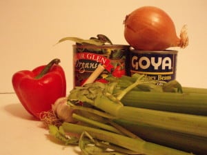 fresh celery, garlic, pepper, and onion combine with canned tomatoes and beans for something unexpectedly flavorful