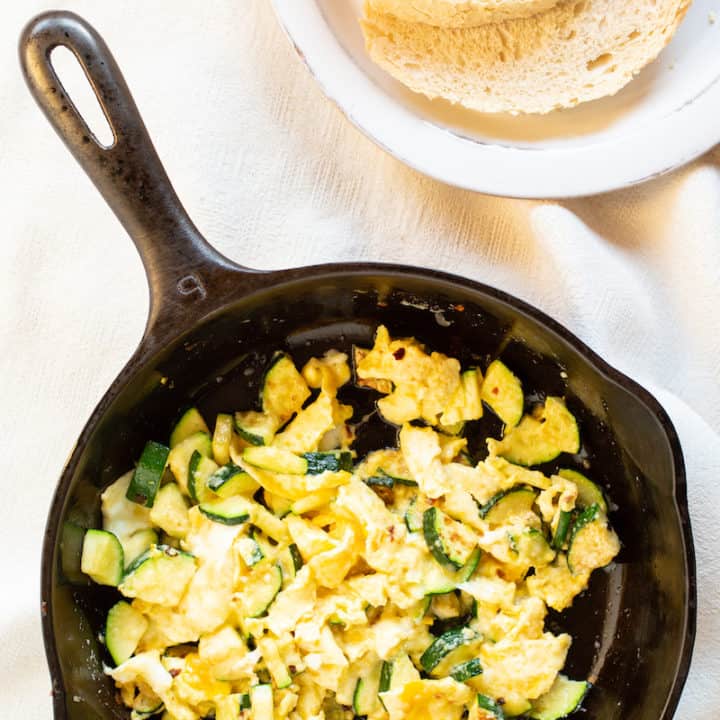 When the farmers' markets are brimming with zucchini, it's time for a market-fresh meal. Try zucchini and eggs with butter and Parmesan.