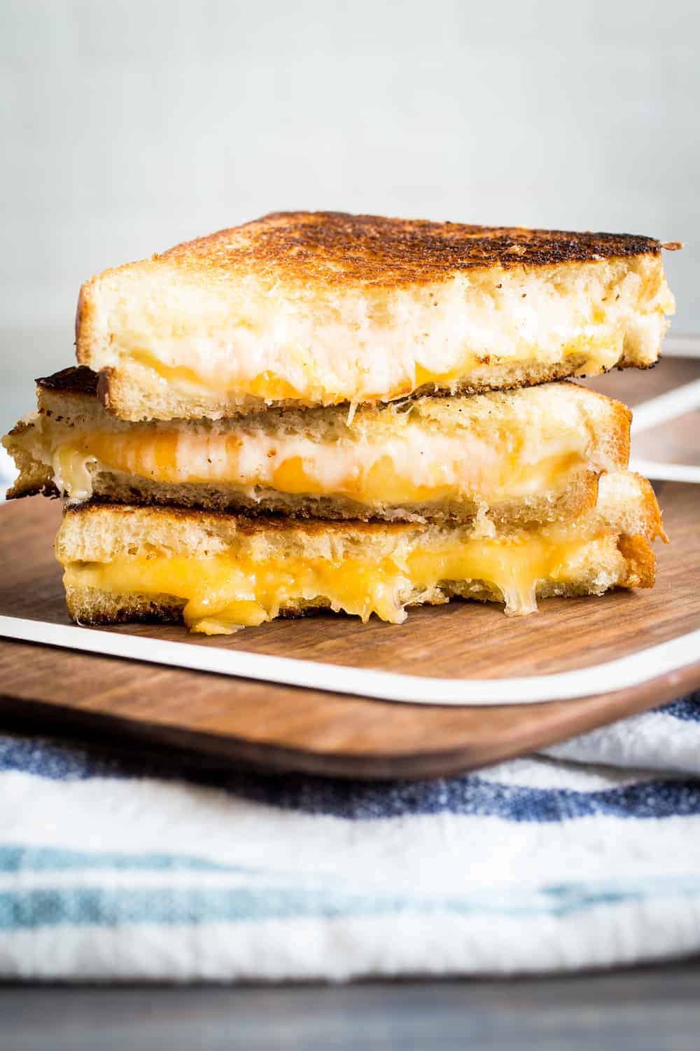 sliced grilled cheese sandwiches