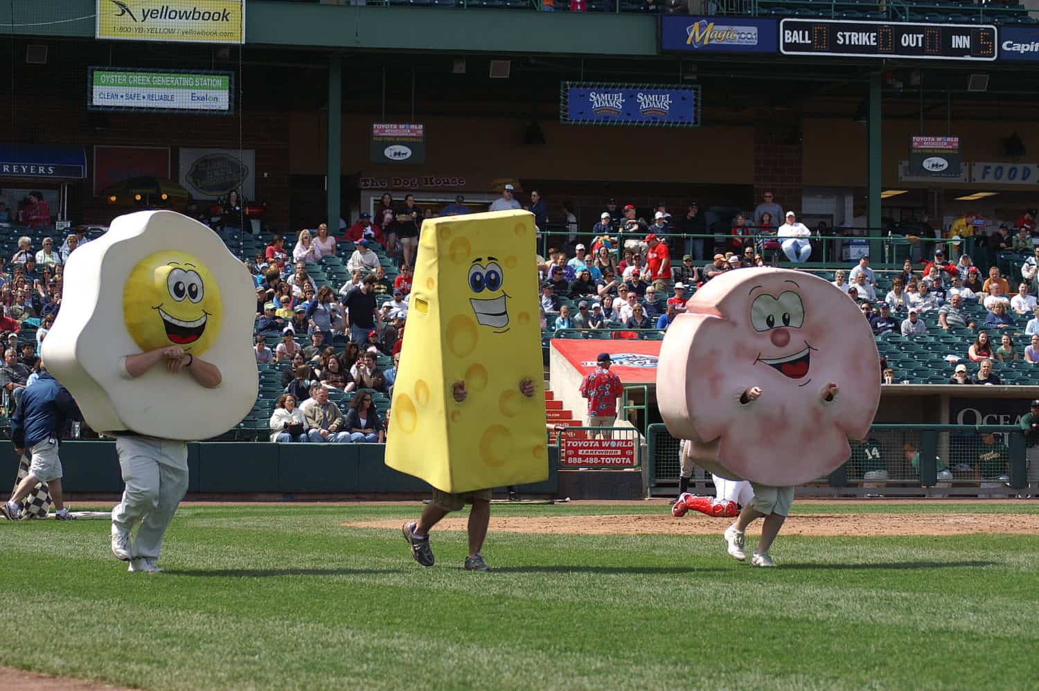 egg cheese and pork roll race at the BlueClaws