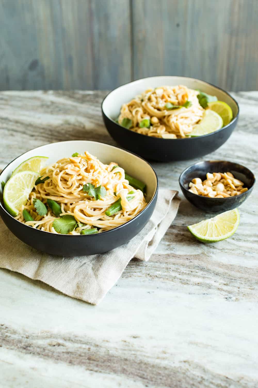 peanut noodles with green beans and lime