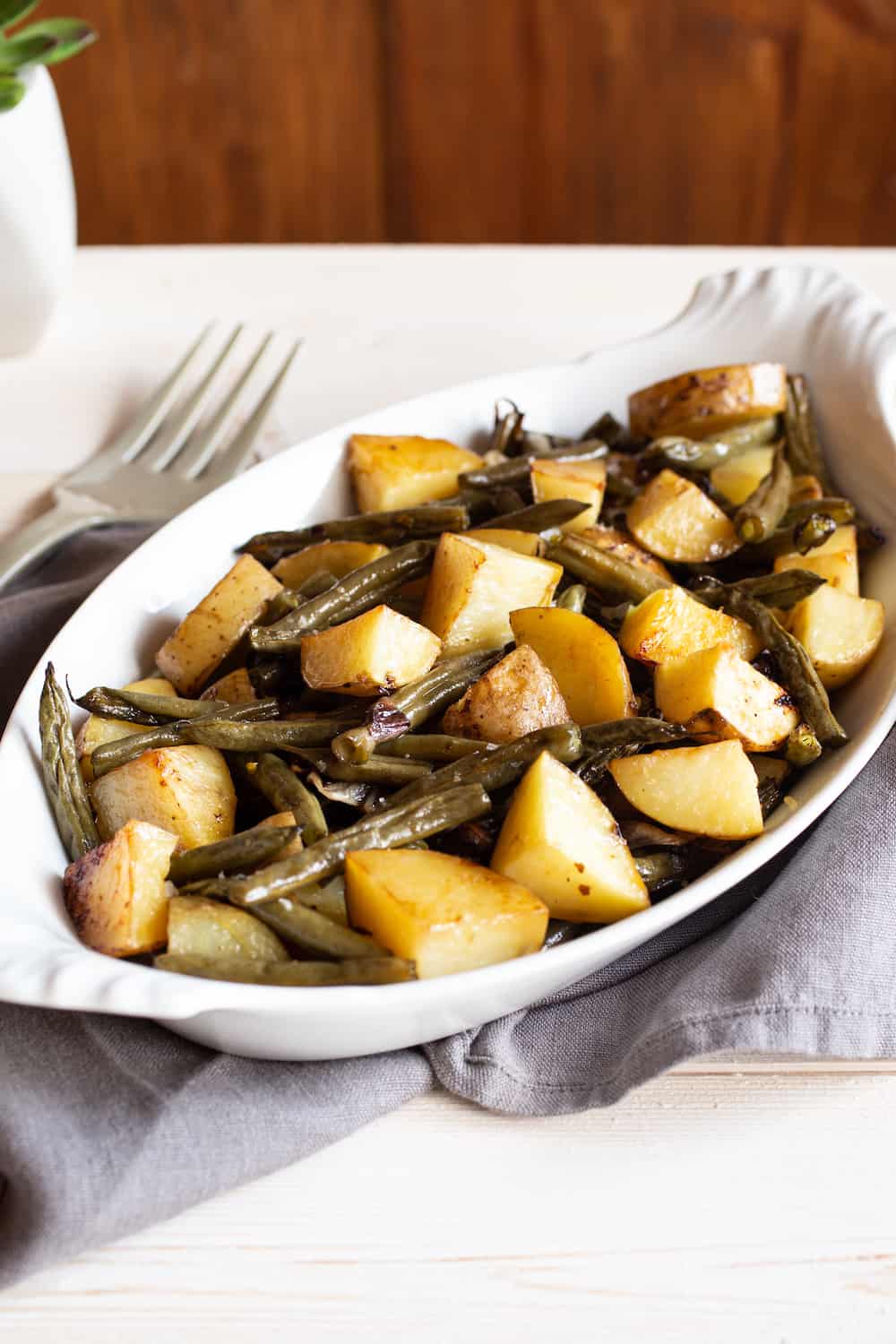 Bourbon Duck Fat-Roasted Potatoes and Green Beans