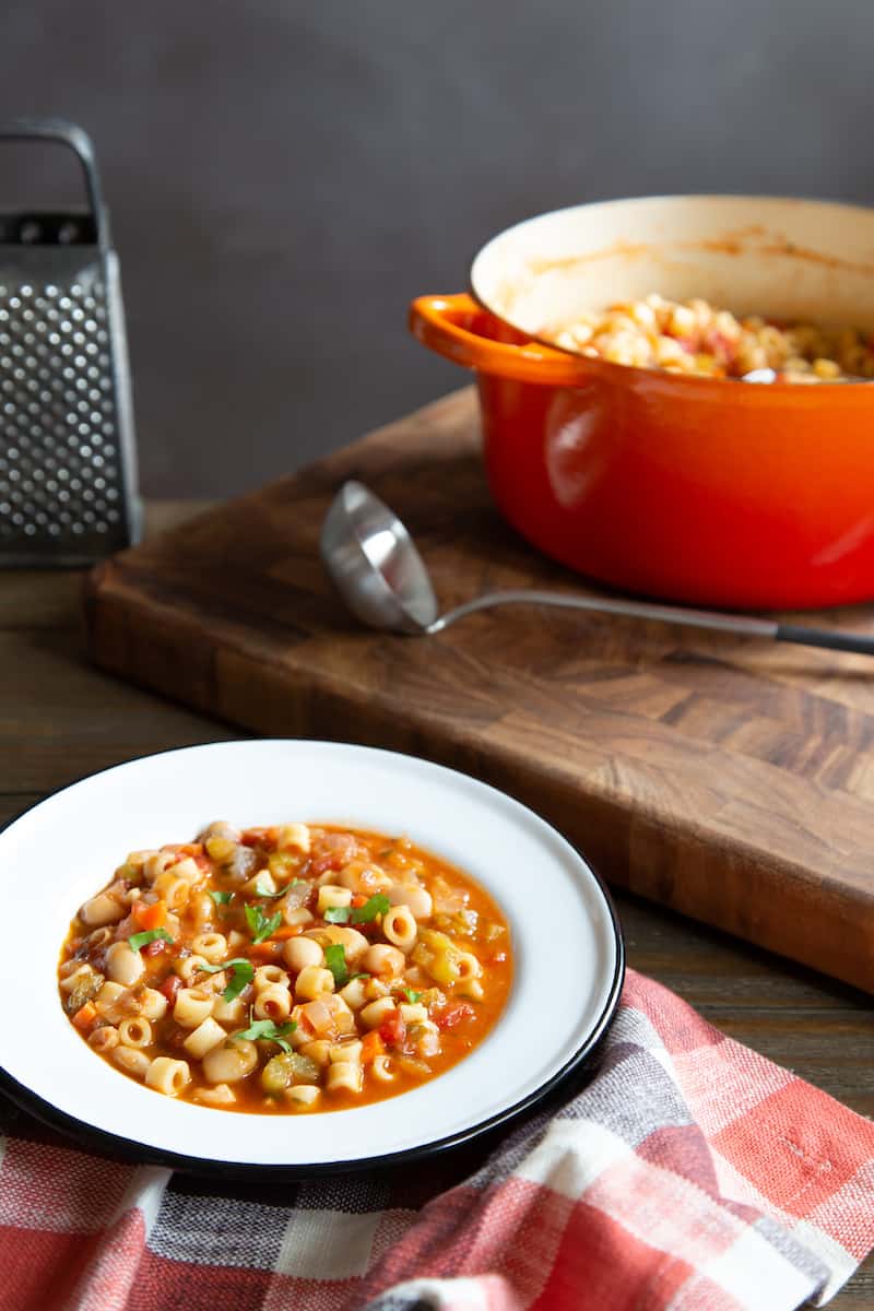 This one-pot pasta fagioli recipe with tender beans and ditalini comes together in 1 hour—but tastes like it's been simmering for much longer.