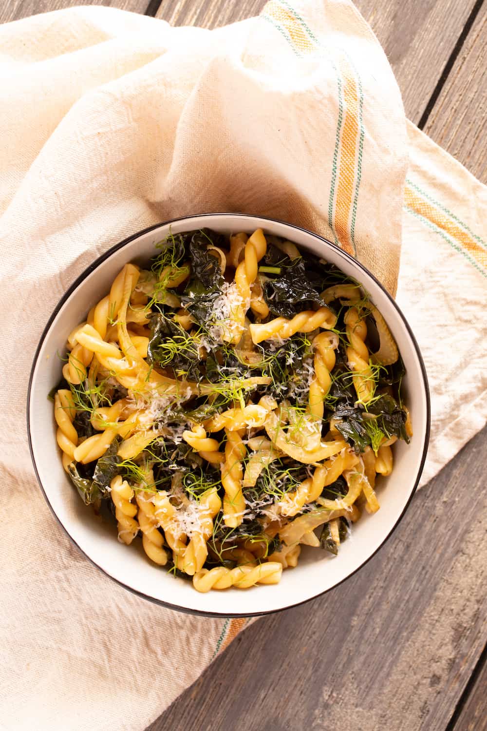 one-pot kale fennel pasta