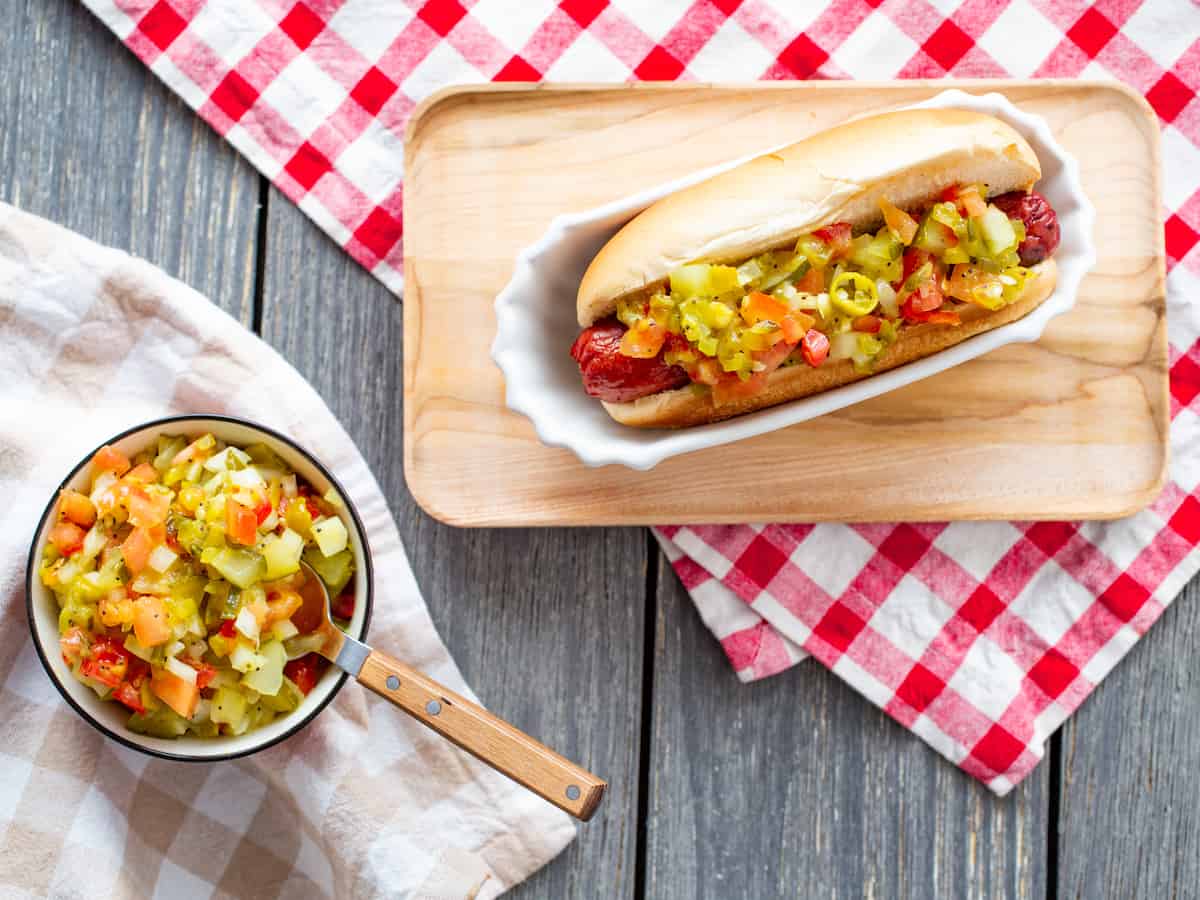 Chicago dog relish for hot dogs or burgers