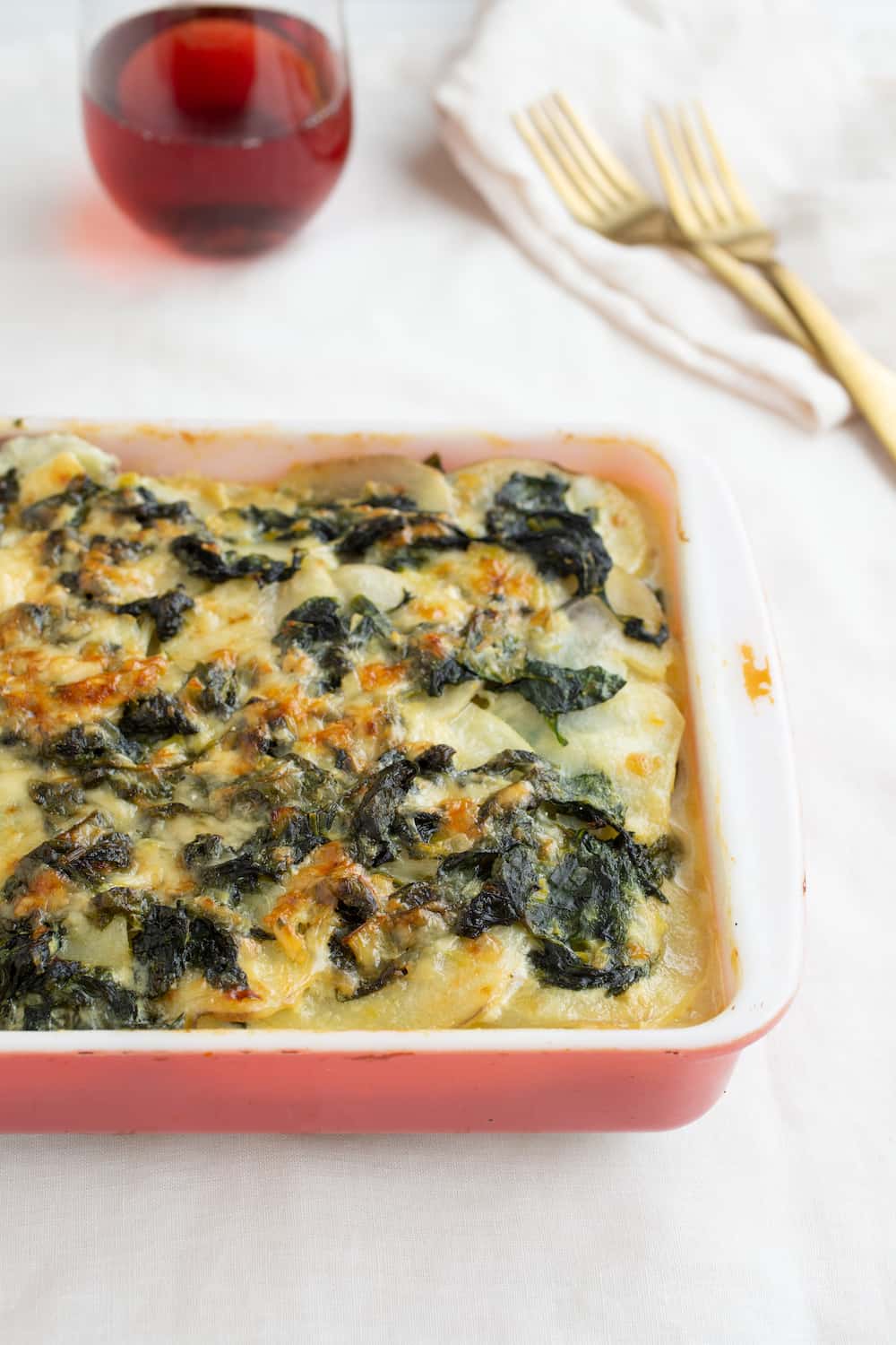 celery root spinach gratin