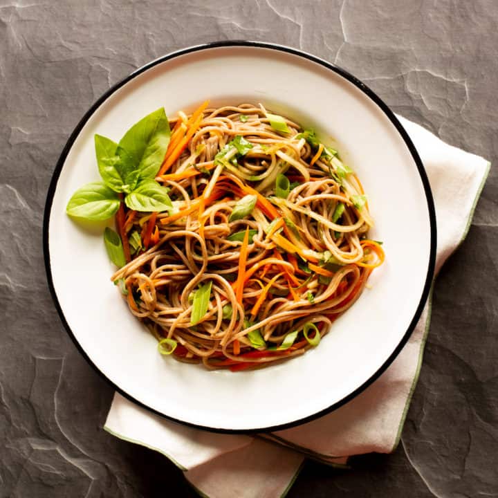 soba noodle bowl with vegetables