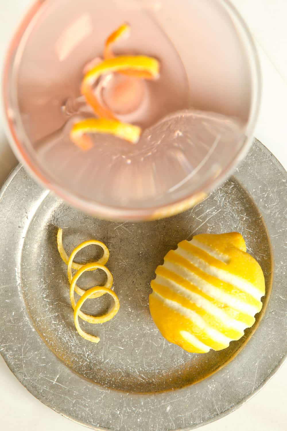 lemon twist for champagne cocktail
