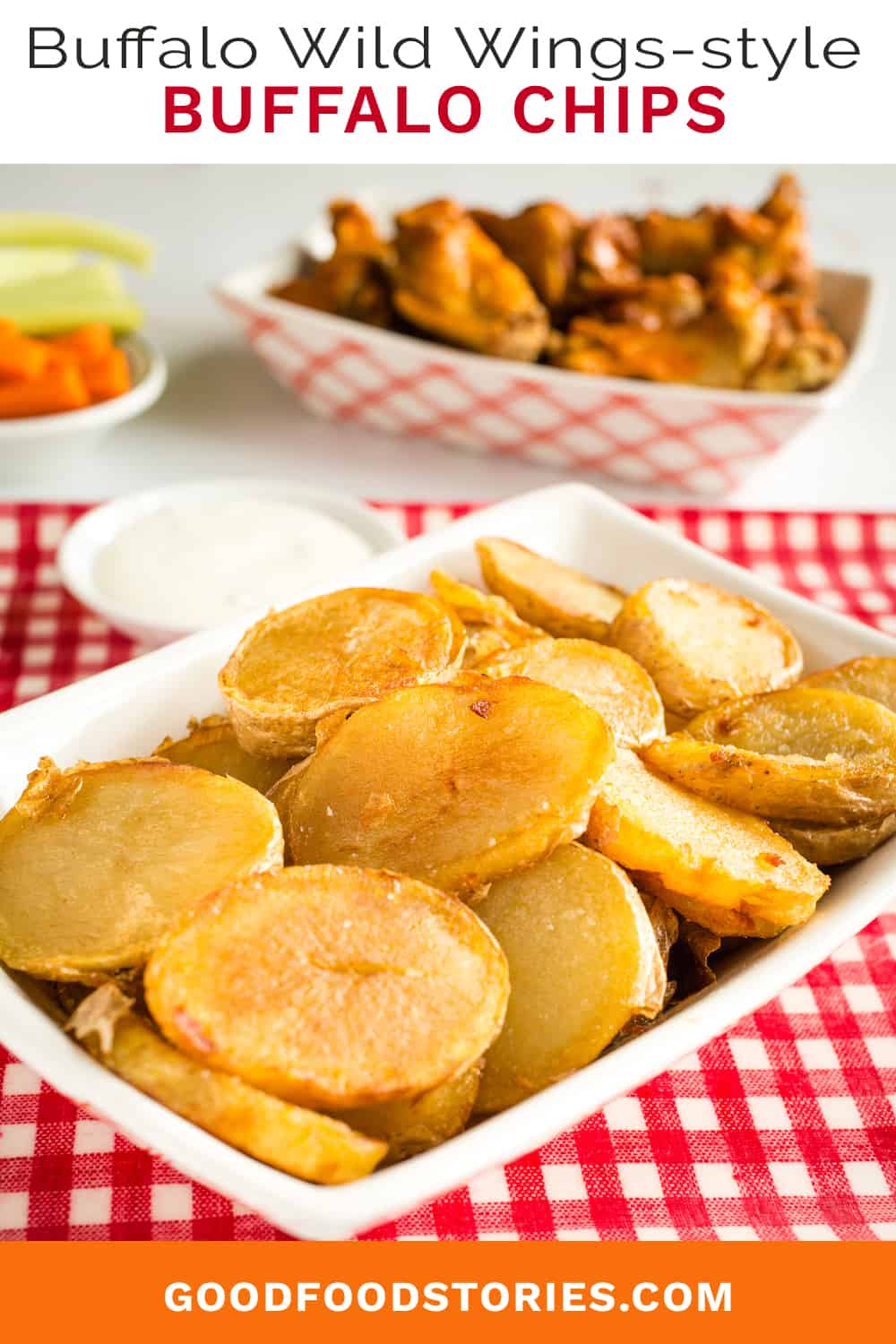 fried buffalo chip potatoes with wings