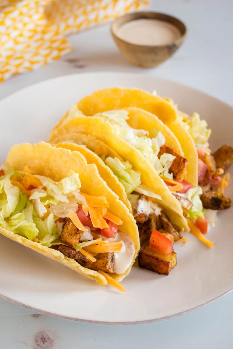 spicy potato tacos with chipotle sauce